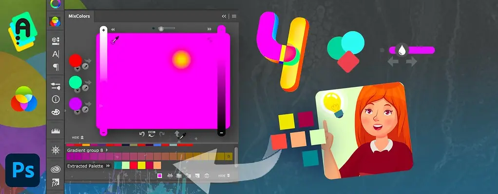 Brand identity design showing logo, color palette, and typography system